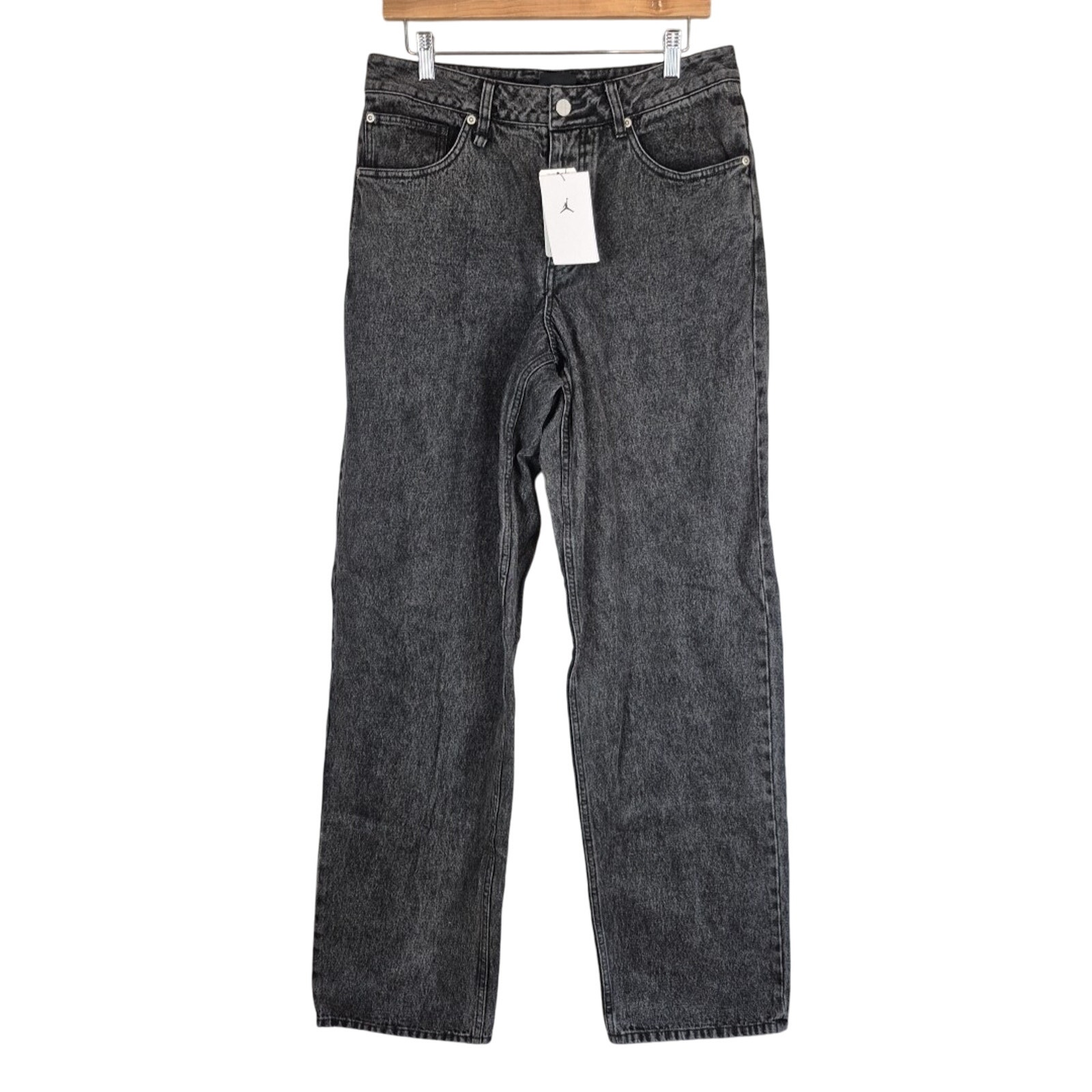 Nike Air Jordan Jeans Mens 30 Denim Pants Black Jumpman Hf9291-010 Button Fly